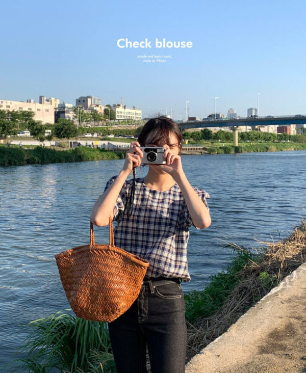 韓網自家製 Check Blouse