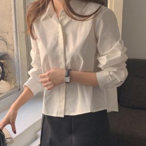 韓網自家製 Remain Hidden Pleated Crop Shirt