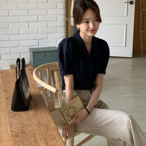 Puff Open Collar Blouse
